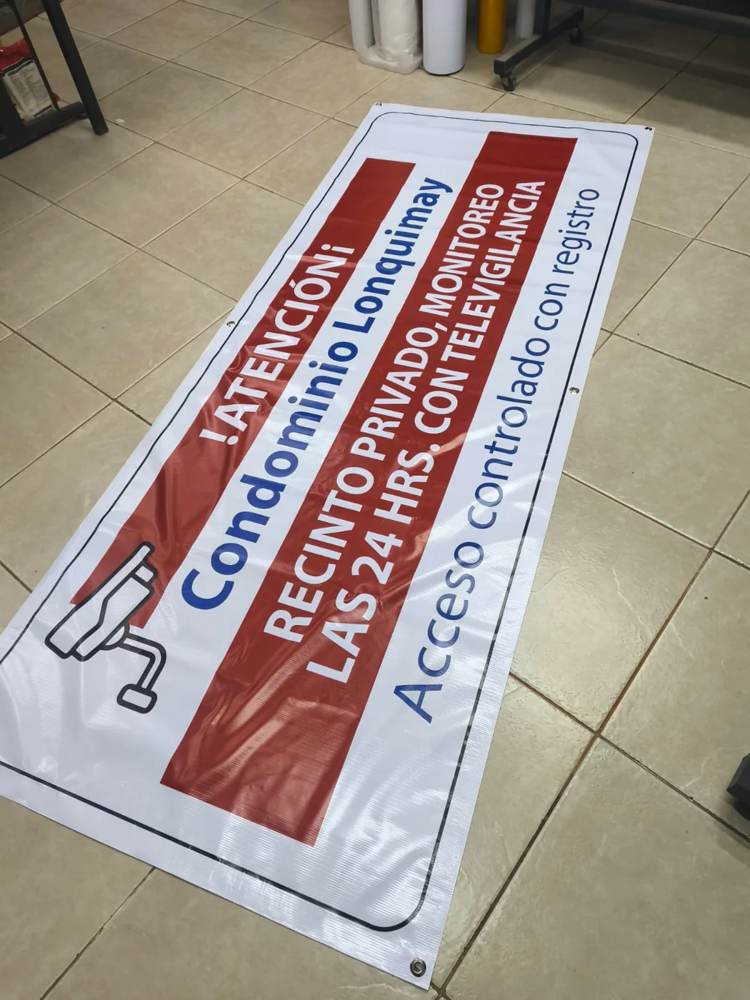 Lienzo informativo Condominio Lonquimay impreso en tela PVC