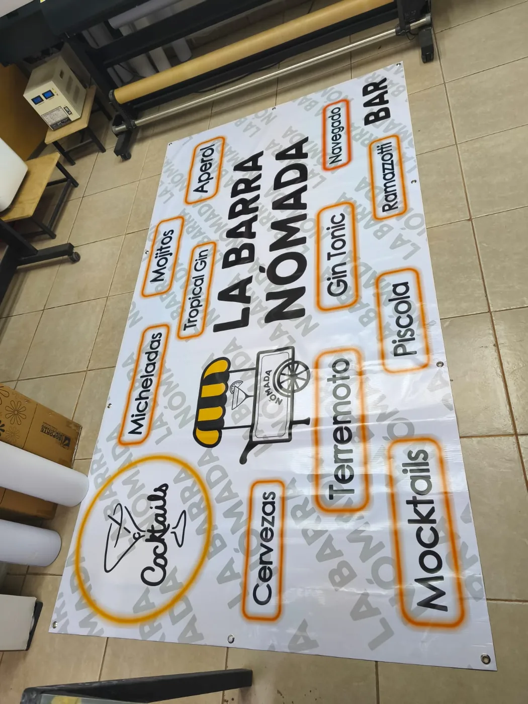 Lienzo menú La Barra Nómada impreso en tela PVC